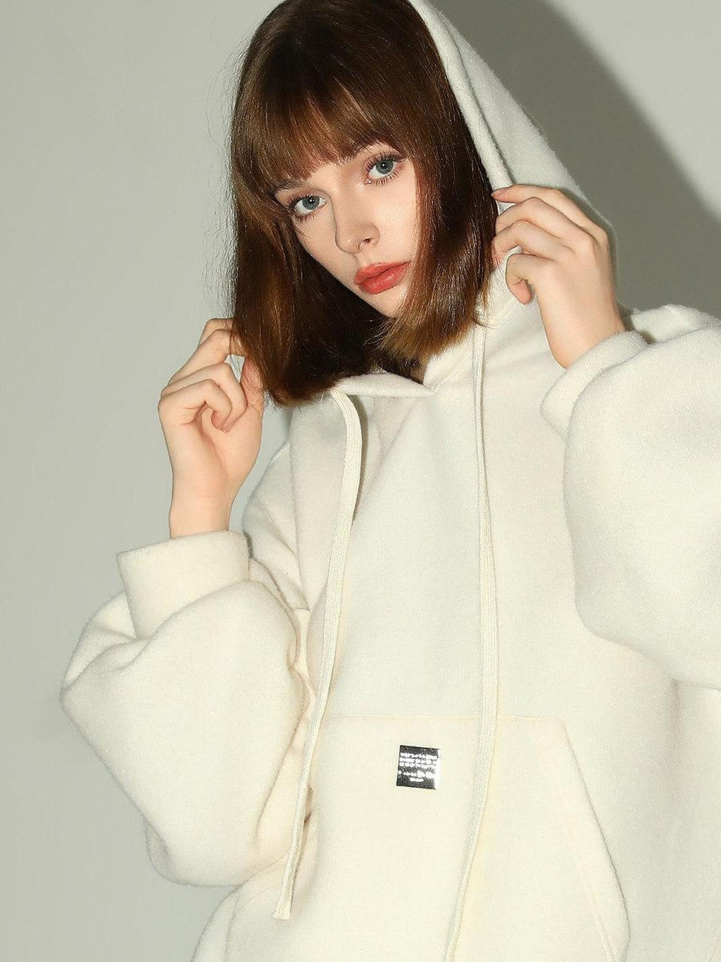 COCOBELLA Kangaroo Pocket Drawstring Streetwear Loose Fit Lantern Sleeves Hooded Hoodies