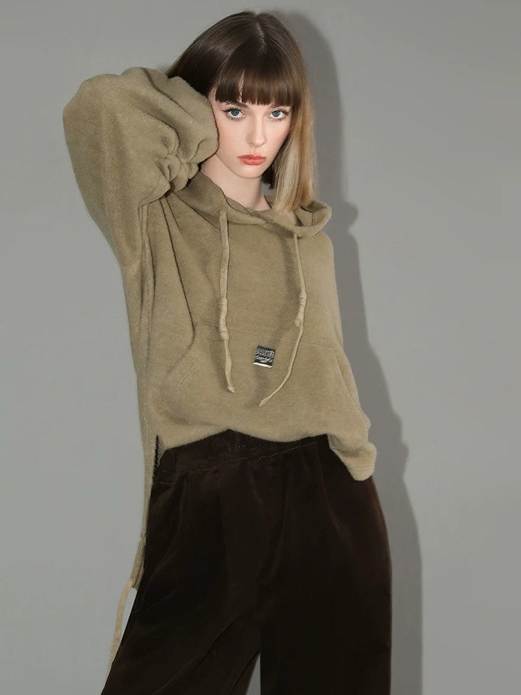 COCOBELLA Kangaroo Pocket Drawstring Streetwear Loose Fit Lantern Sleeves Hooded Hoodies