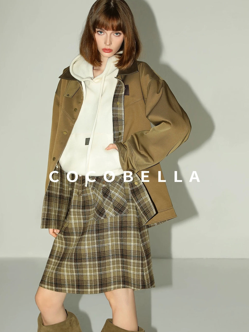 COCOBELLA Kangaroo Pocket Drawstring Streetwear Loose Fit Lantern Sleeves Hooded Hoodies