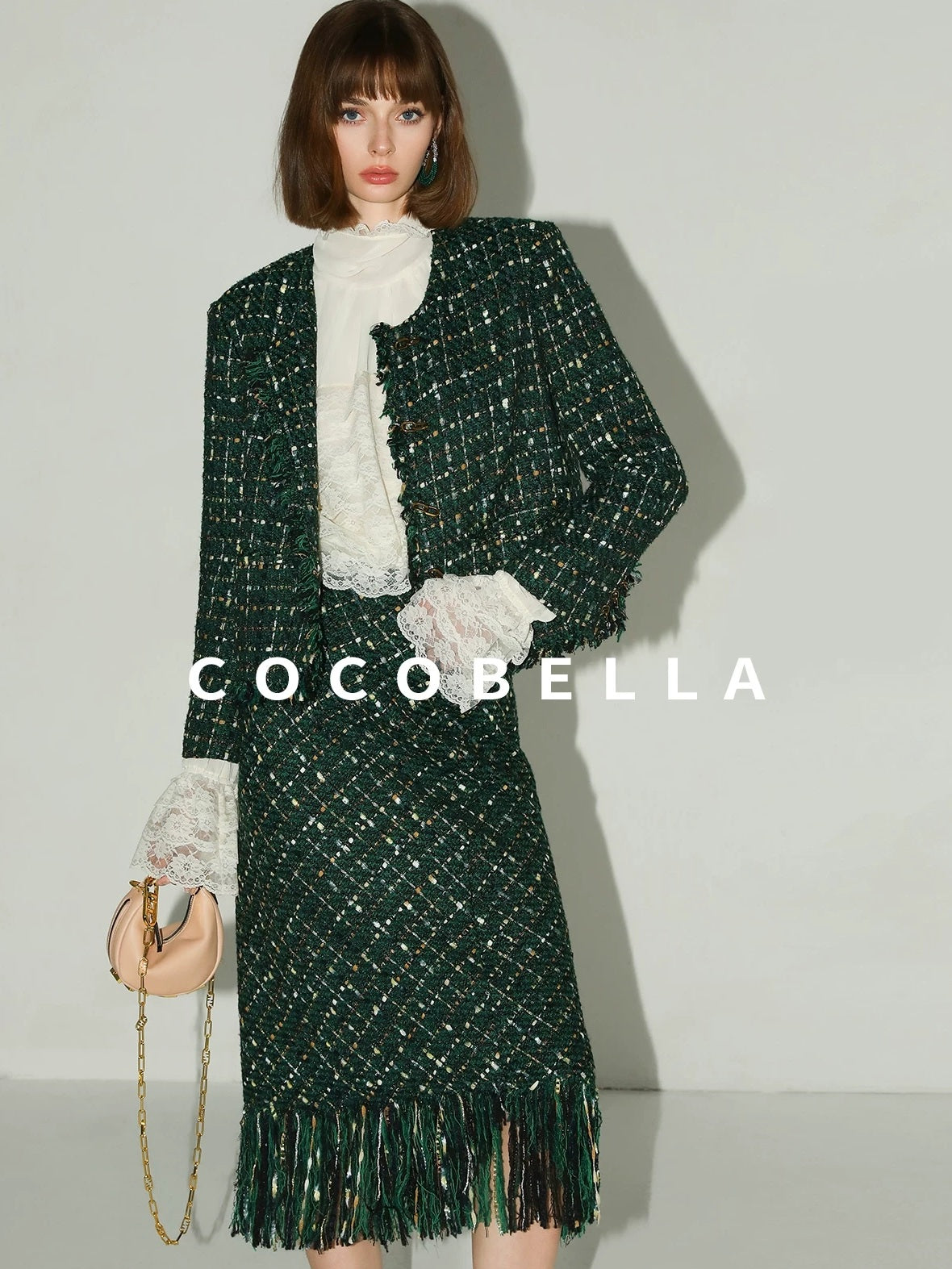 COCOBELLA Lace Patchwork Pleated Commuter Straight Fit Stand Collar Womens Blouse Shirts