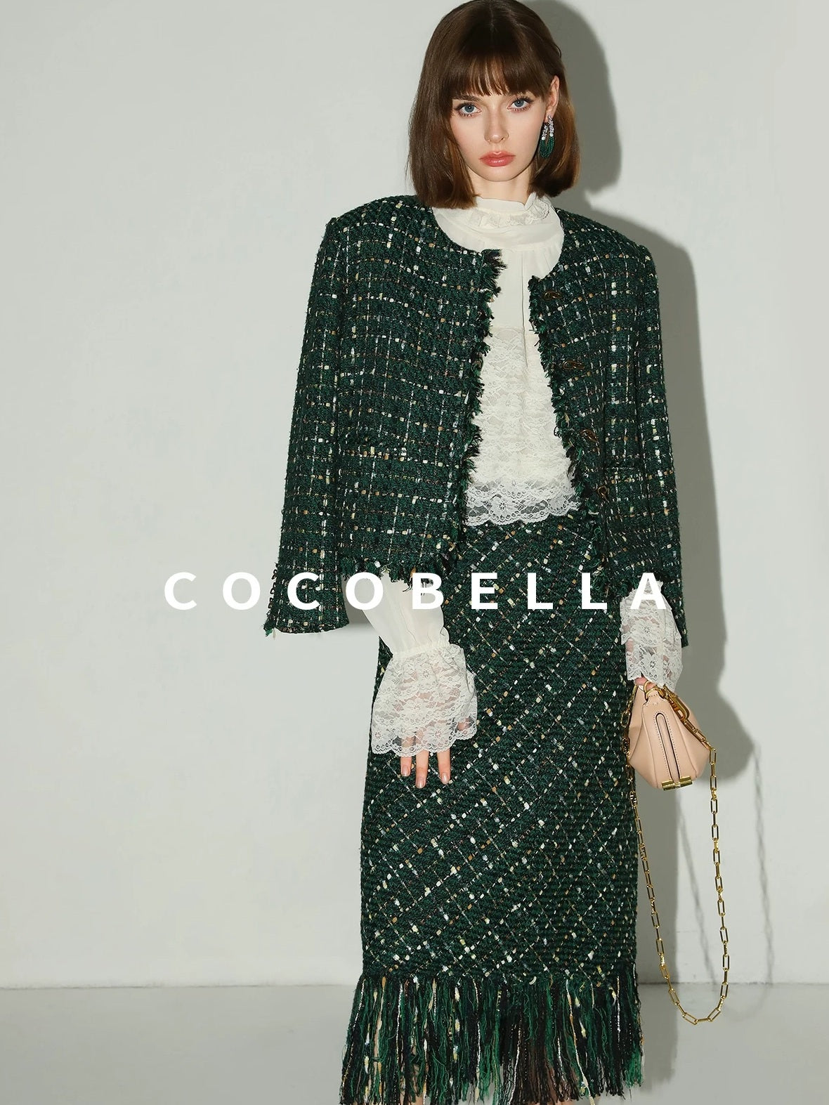 COCOBELLA Lace Patchwork Pleated Commuter Straight Fit Stand Collar Womens Blouse Shirts