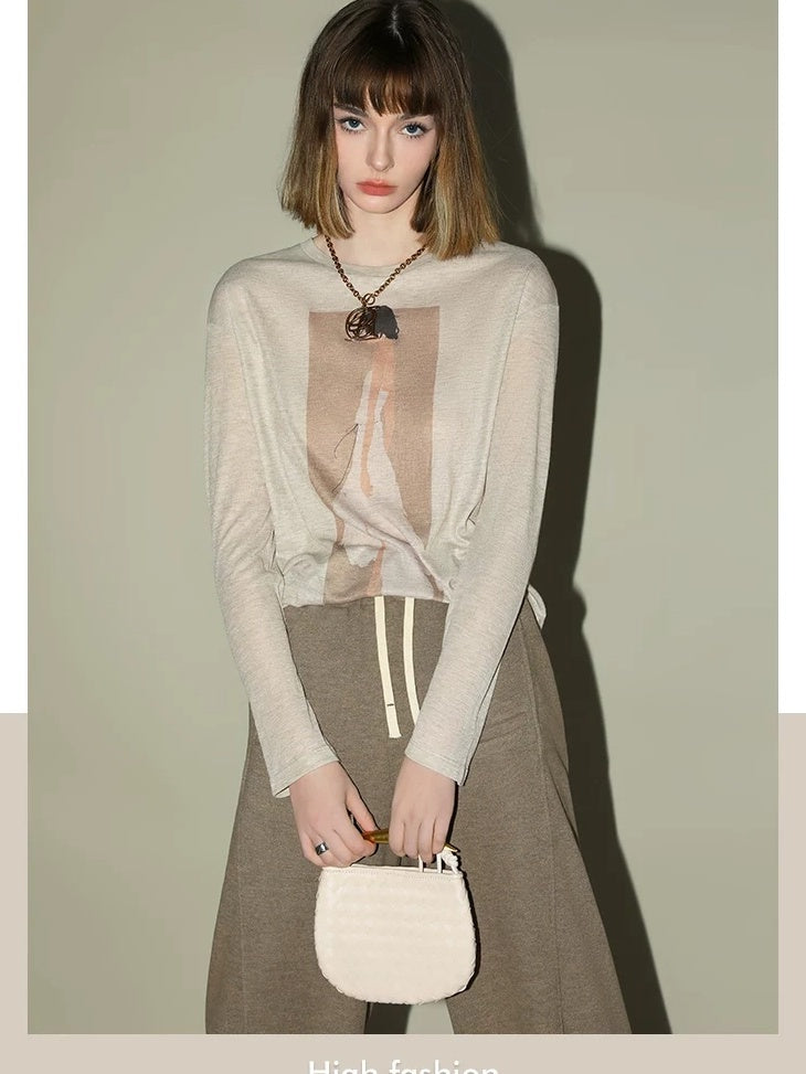 COCOBELLA Lightweight Creative Print Straight Fit Women Office Long Sleeve Khaki Shirts