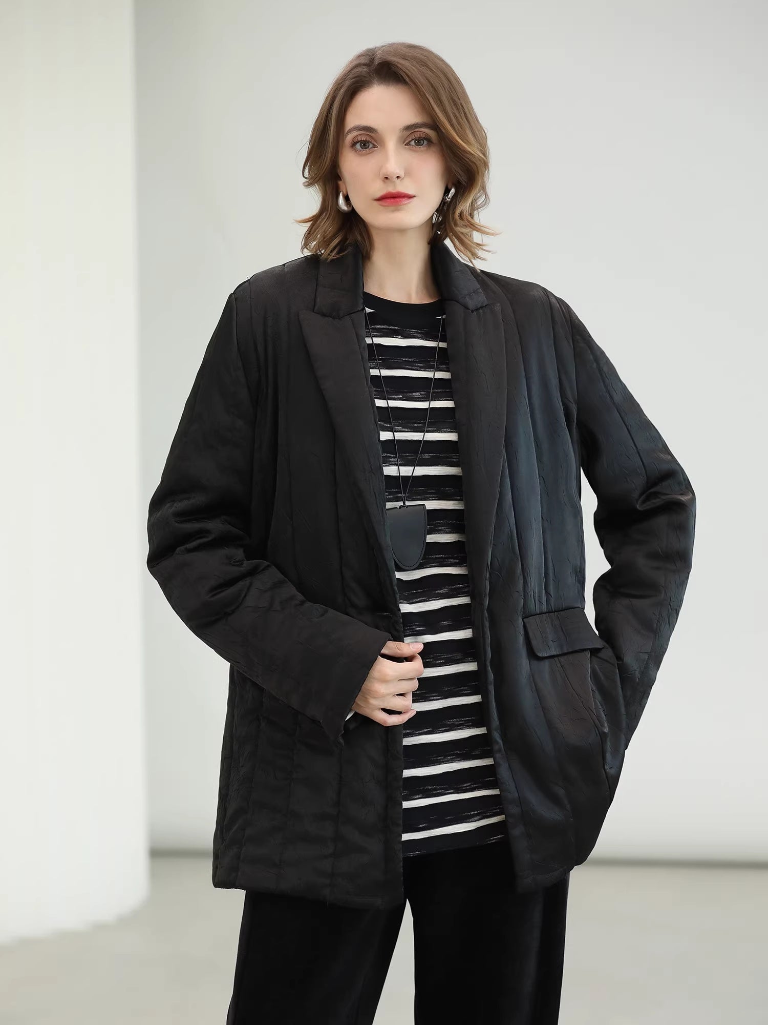 COCOBELLA_Lightweight_Mid_Length_Straight_Office_Commuter_Women_Black_Padded_Jackets_MISSTT