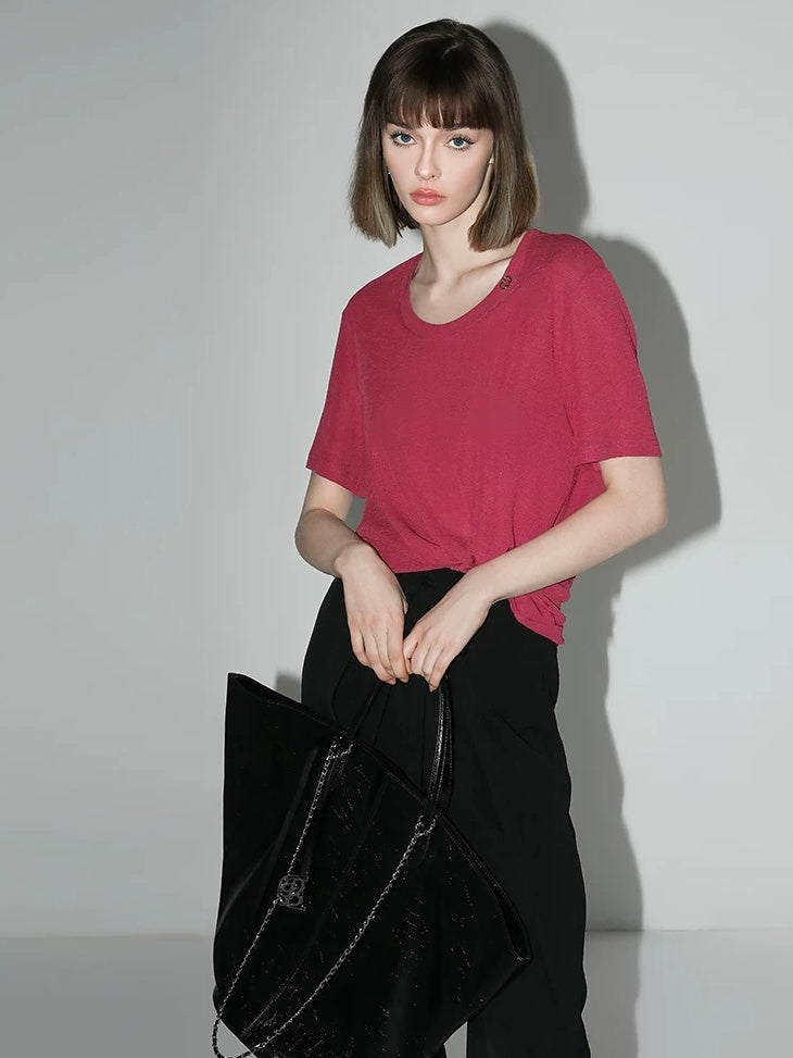 COCOBELLA Lightweight Polyester Casual Loose Fit Short Sleeve Solid T-Shirts