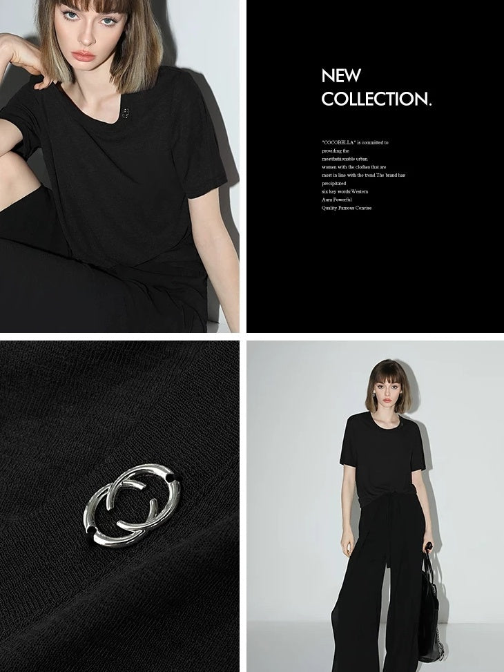 COCOBELLA Lightweight Polyester Casual Loose Fit Short Sleeve Solid T-Shirts