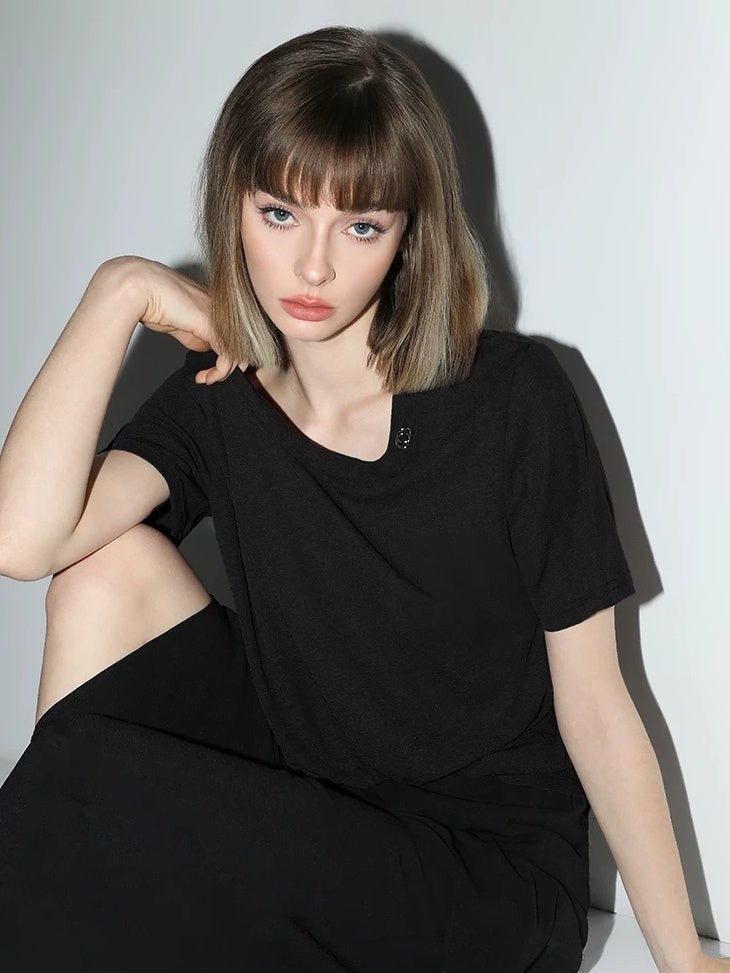 COCOBELLA Lightweight Polyester Casual Loose Fit Short Sleeve Solid T-Shirts