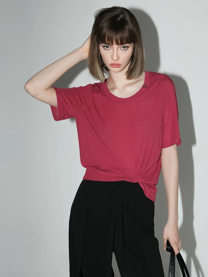 COCOBELLA Lightweight Polyester Casual Loose Fit Short Sleeve Solid T-Shirts