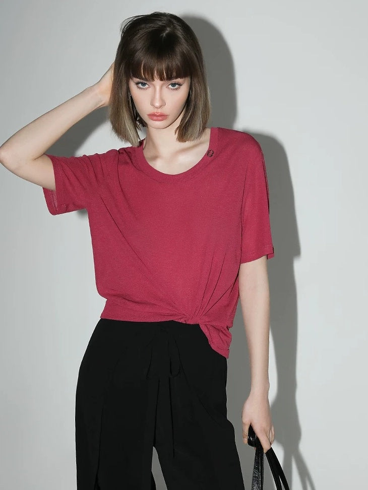 COCOBELLA Lightweight Polyester Casual Loose Fit Short Sleeve Solid T-Shirts