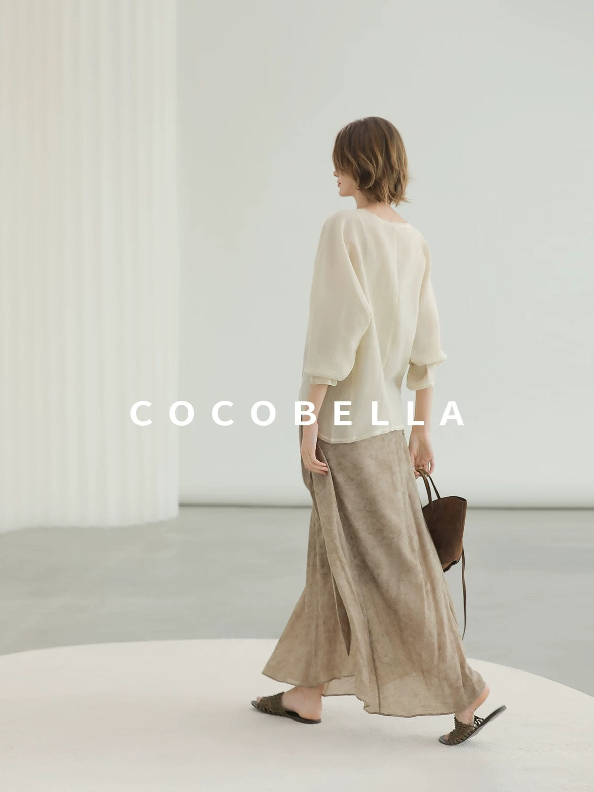 COCOBELLA Lightweight Viscose Silk Blend Straight Fit Long Sleeve Versatile Knit Sweater