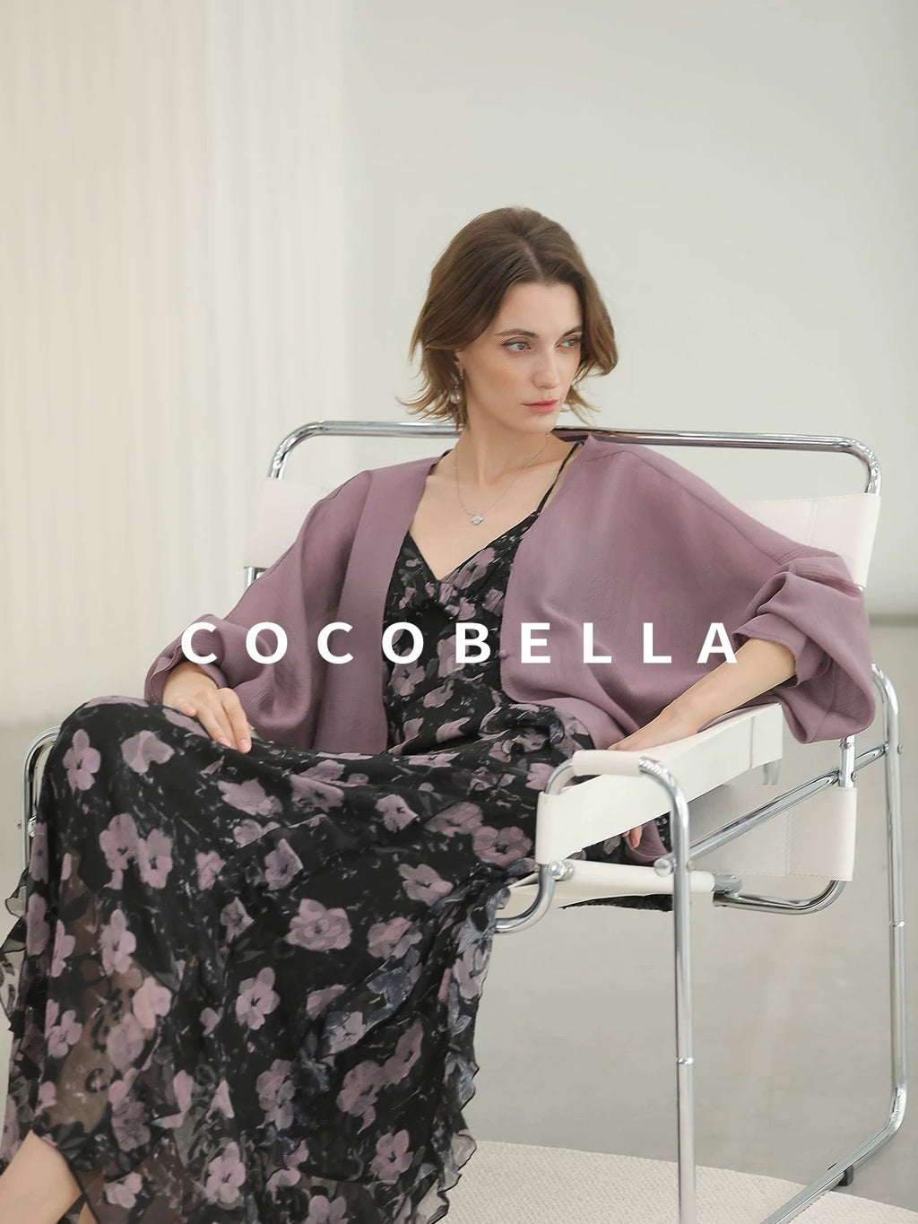 COCOBELLA Lightweight Viscose Silk Blend Straight Fit Long Sleeve Versatile Knit Sweater