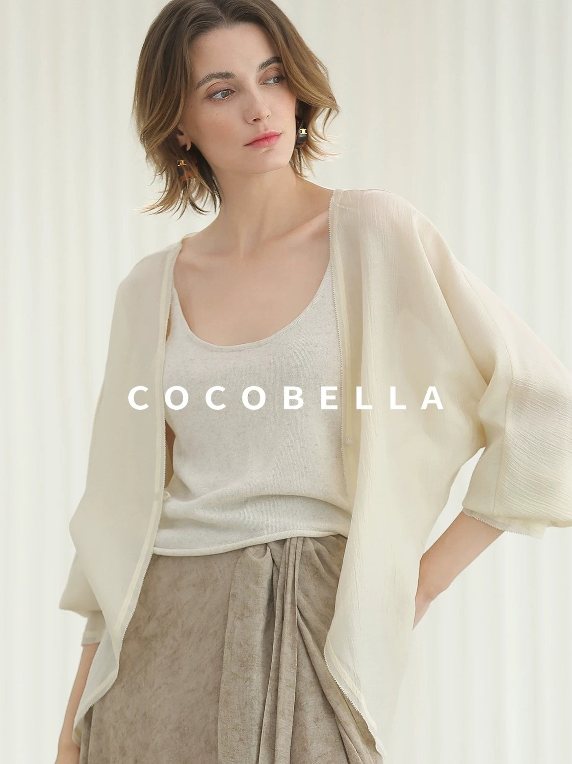 COCOBELLA Lightweight Viscose Silk Blend Straight Fit Long Sleeve Versatile Knit Sweater