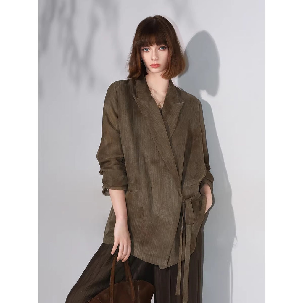 COCOBELLA_Longline_Tie_Waist_Straight_Cut_Mid_Length_Office_Casual_Women_Polyester_Blazers_MISSTT