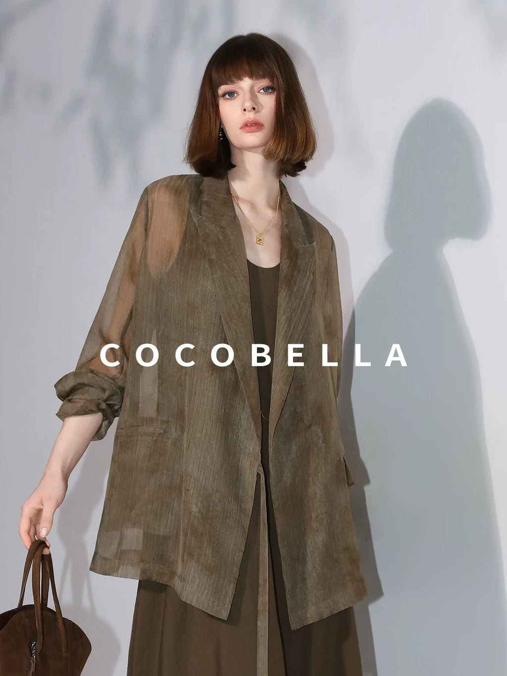 COCOBELLA Longline Tie Waist Straight Cut Mid Length Office Casual Women Polyester Blazers