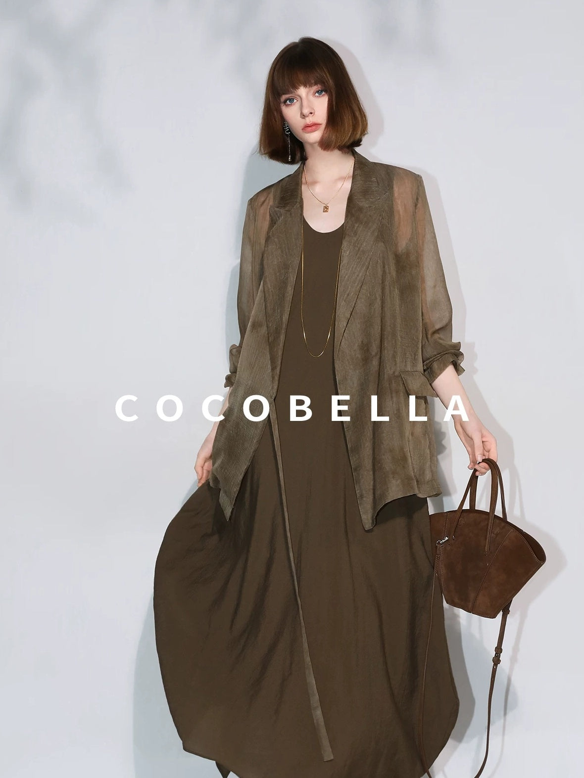 COCOBELLA Longline Tie Waist Straight Cut Mid Length Office Casual Women Polyester Blazers