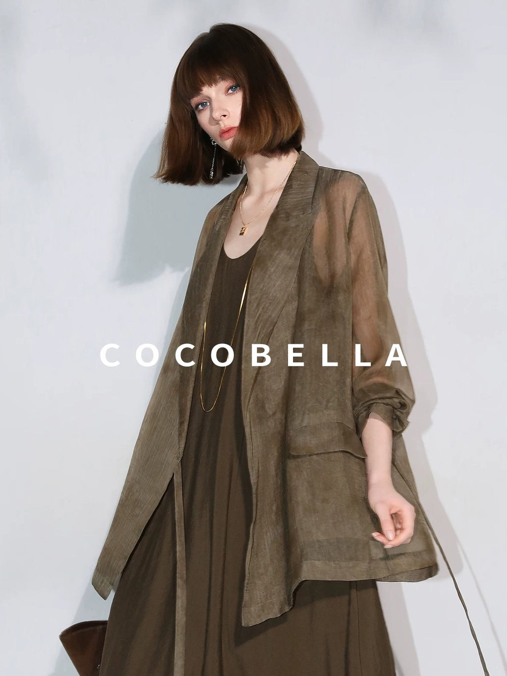 COCOBELLA Longline Tie Waist Straight Cut Mid Length Office Casual Women Polyester Blazers