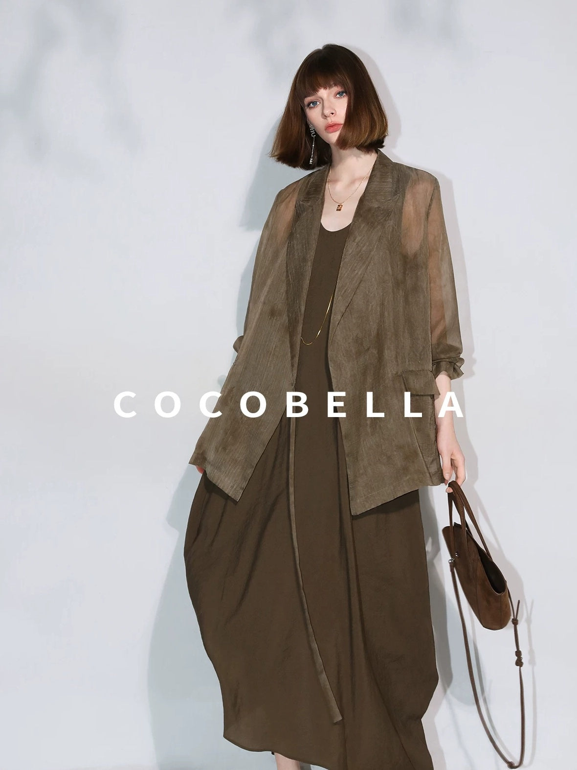 COCOBELLA Longline Tie Waist Straight Cut Mid Length Office Casual Women Polyester Blazers