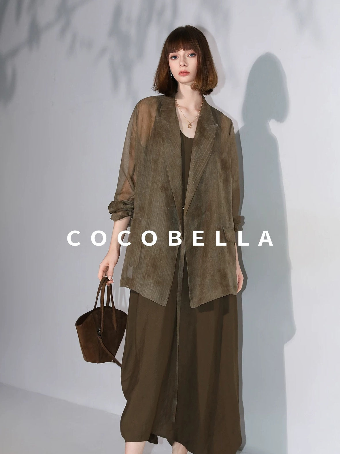 COCOBELLA Longline Tie Waist Straight Cut Mid Length Office Casual Women Polyester Blazers
