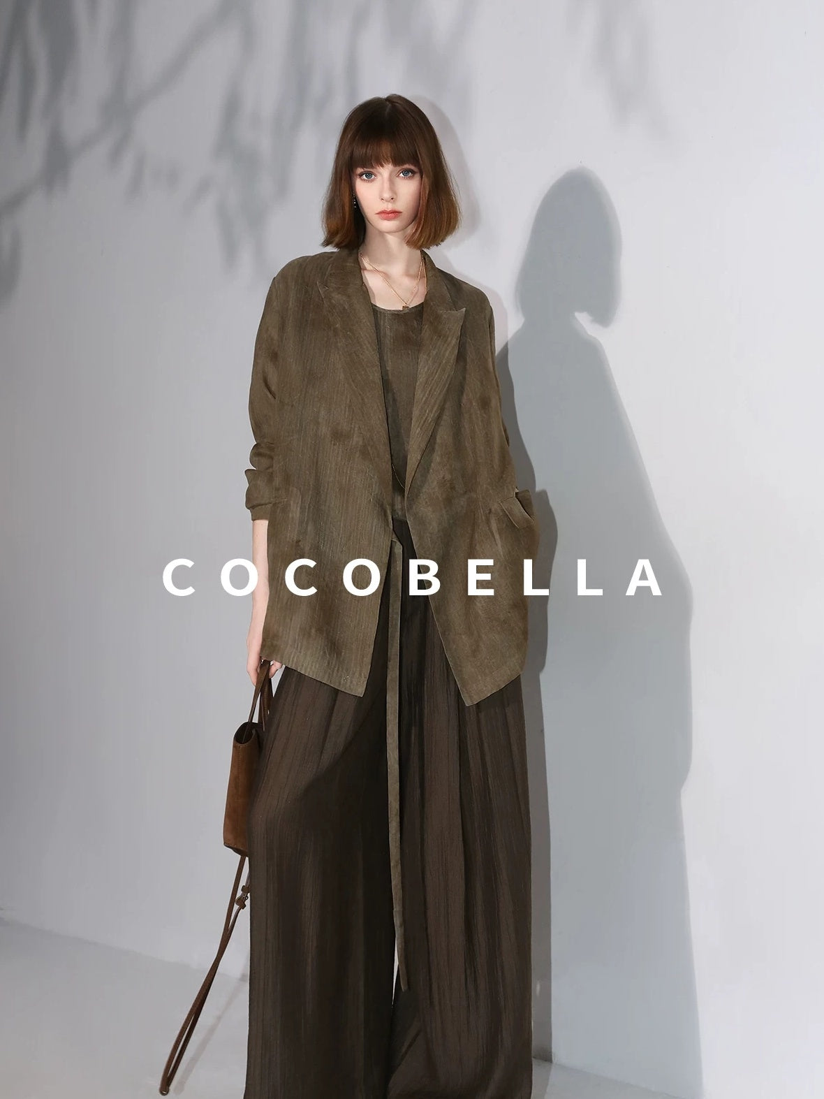 COCOBELLA Longline Tie Waist Straight Cut Mid Length Office Casual Women Polyester Blazers