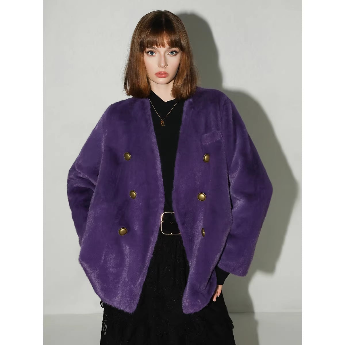 COCOBELLA_Luxurious_Faux_Fur_Double_Breasted_V_Neck_Classic_Women_Workwear_Coats_MISSTT