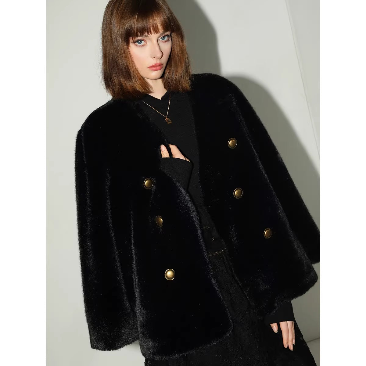 COCOBELLA_Luxurious_Faux_Fur_Double_Breasted_V_Neck_Classic_Women_Workwear_Coats_MISSTT