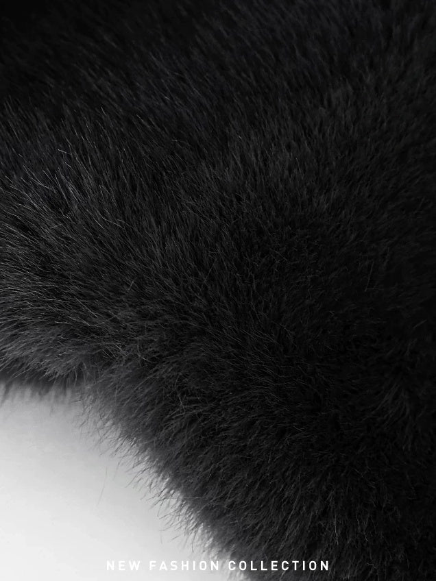 COCOBELLA Luxurious Faux Fur Double Breasted V Neck Standard Fit Ladies Commuter Jackets