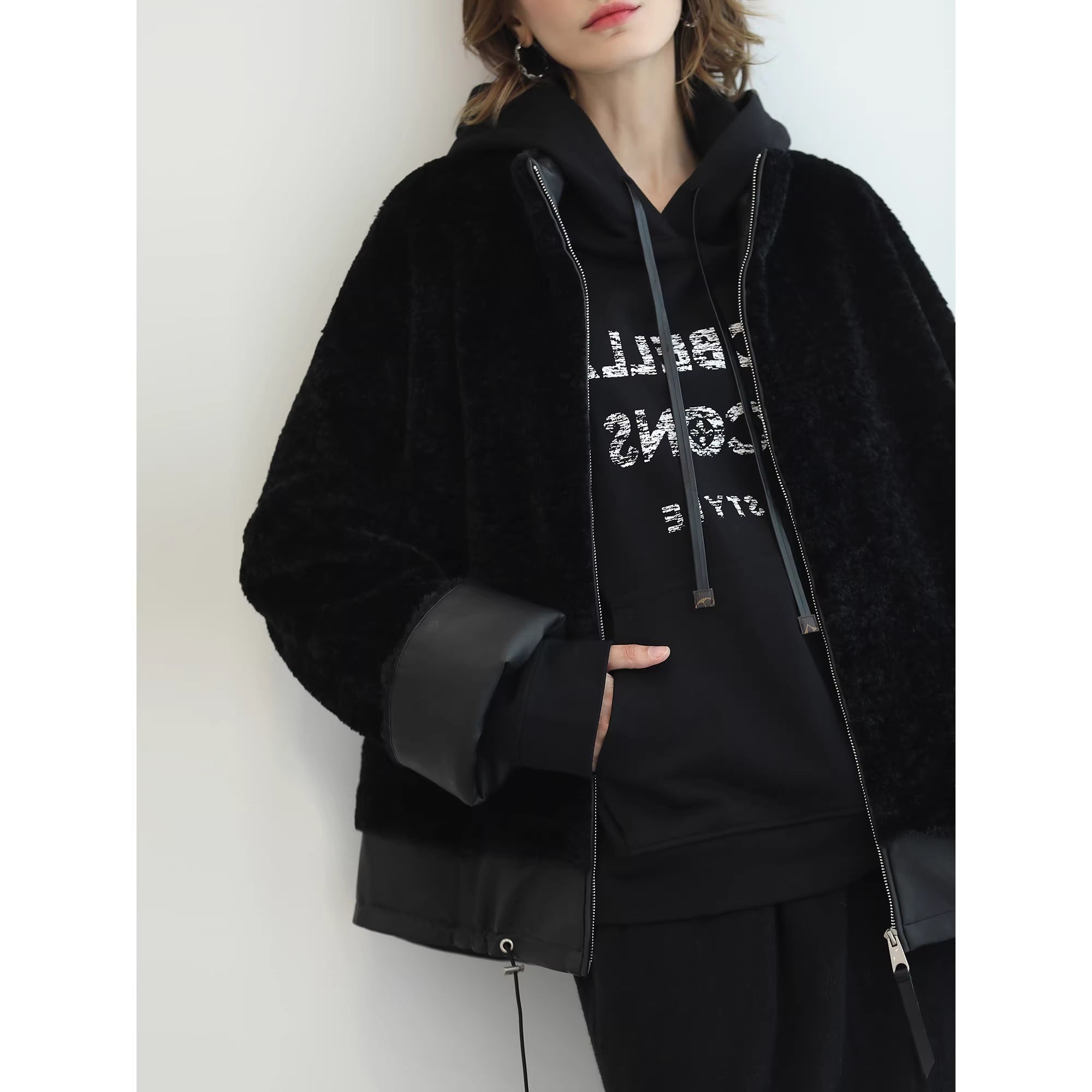 COCOBELLA_Luxurious_Faux_Fur_Loose_Fit_Stand_Collar_Zipper_Women_Office_Outerwear_Jackets_MISSTT