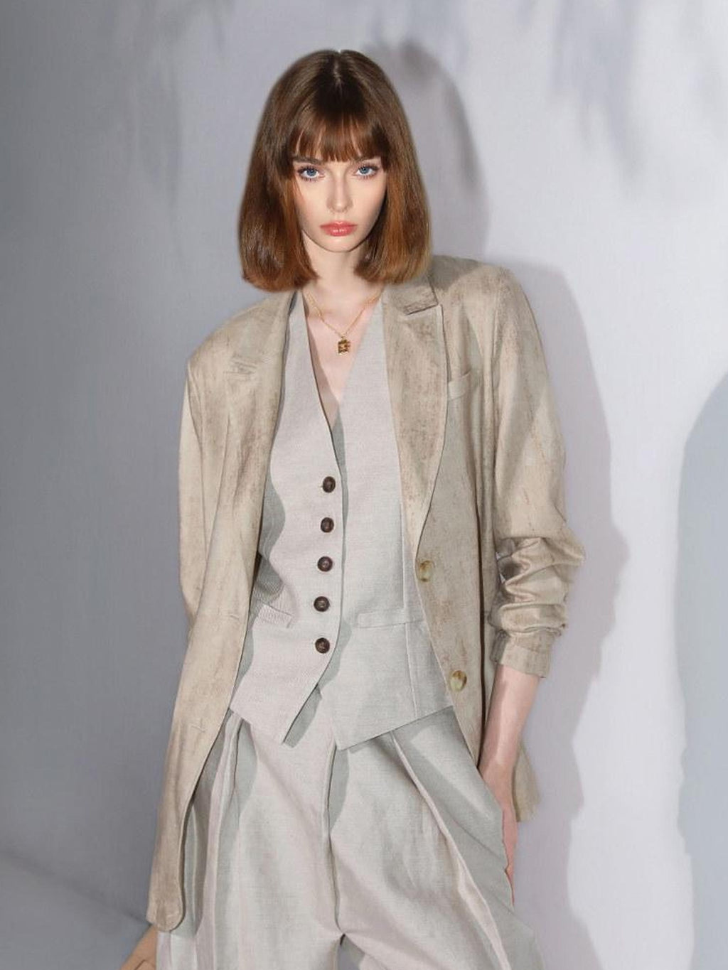 COCOBELLA Lyocell Tailored Straight Button Pocket Notch Lapel Womens Office Blazers