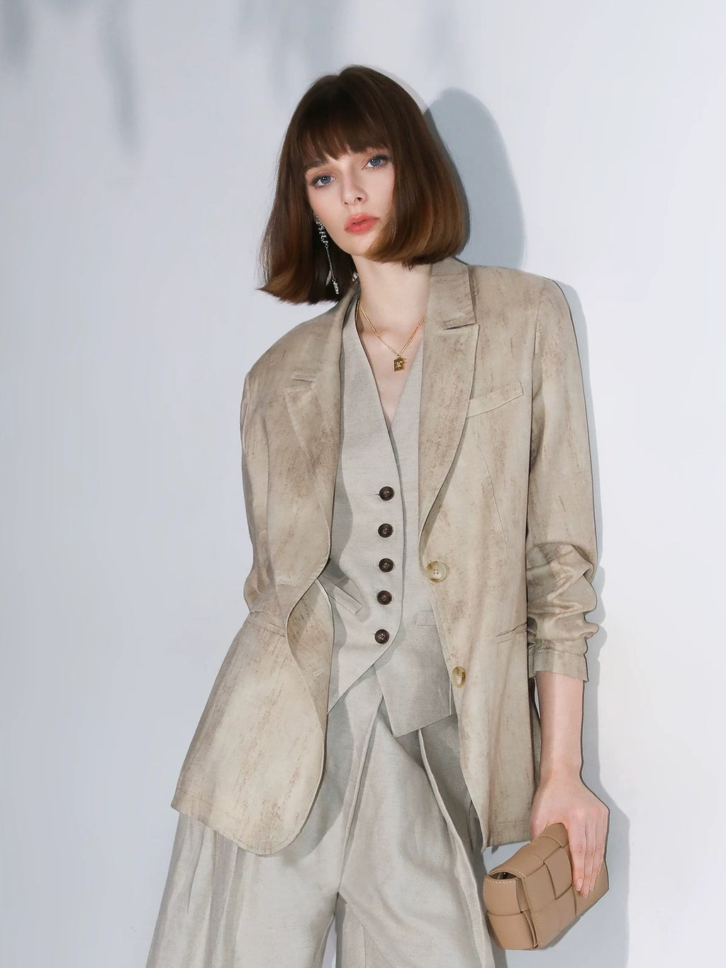 COCOBELLA Lyocell Tailored Straight Button Pocket Notch Lapel Womens Office Blazers