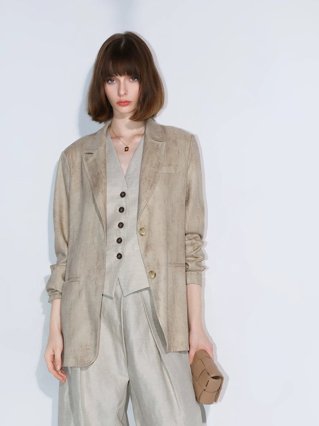 COCOBELLA Lyocell Tailored Straight Button Pocket Notch Lapel Womens Office Blazers