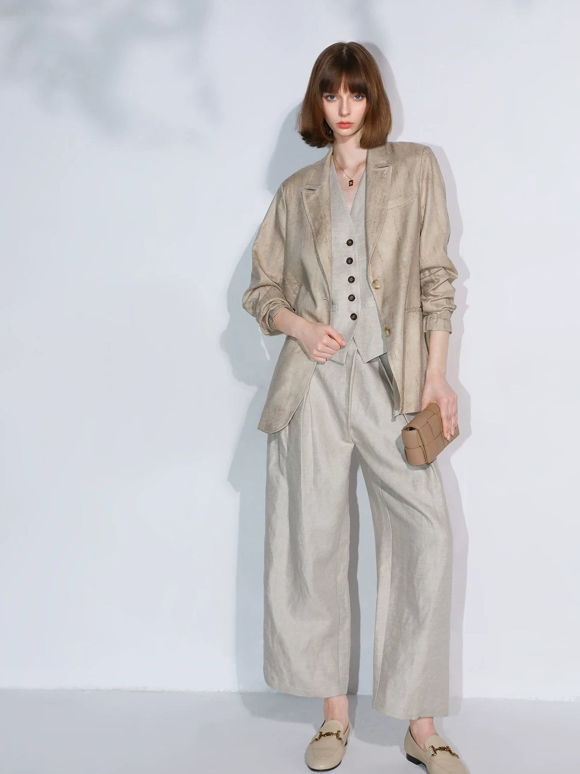 COCOBELLA Lyocell Tailored Straight Button Pocket Notch Lapel Womens Office Blazers