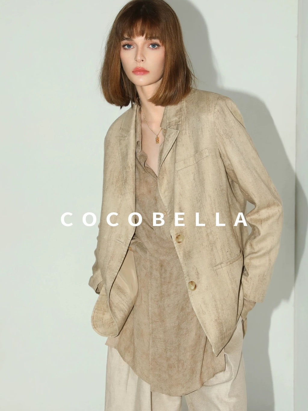 COCOBELLA Lyocell Tailored Straight Button Pocket Notch Lapel Womens Office Blazers