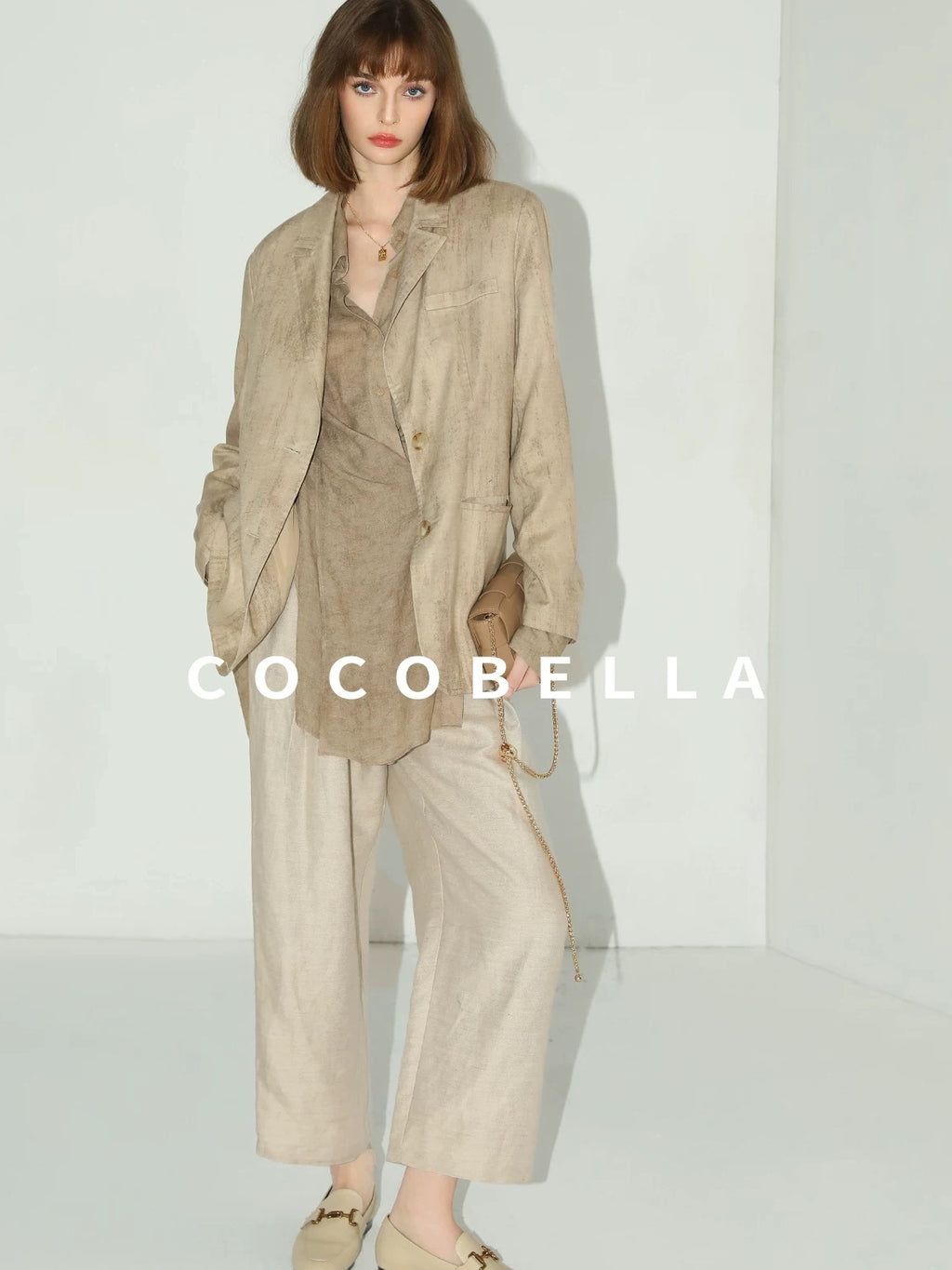 COCOBELLA Lyocell Tailored Straight Button Pocket Notch Lapel Womens Office Blazers