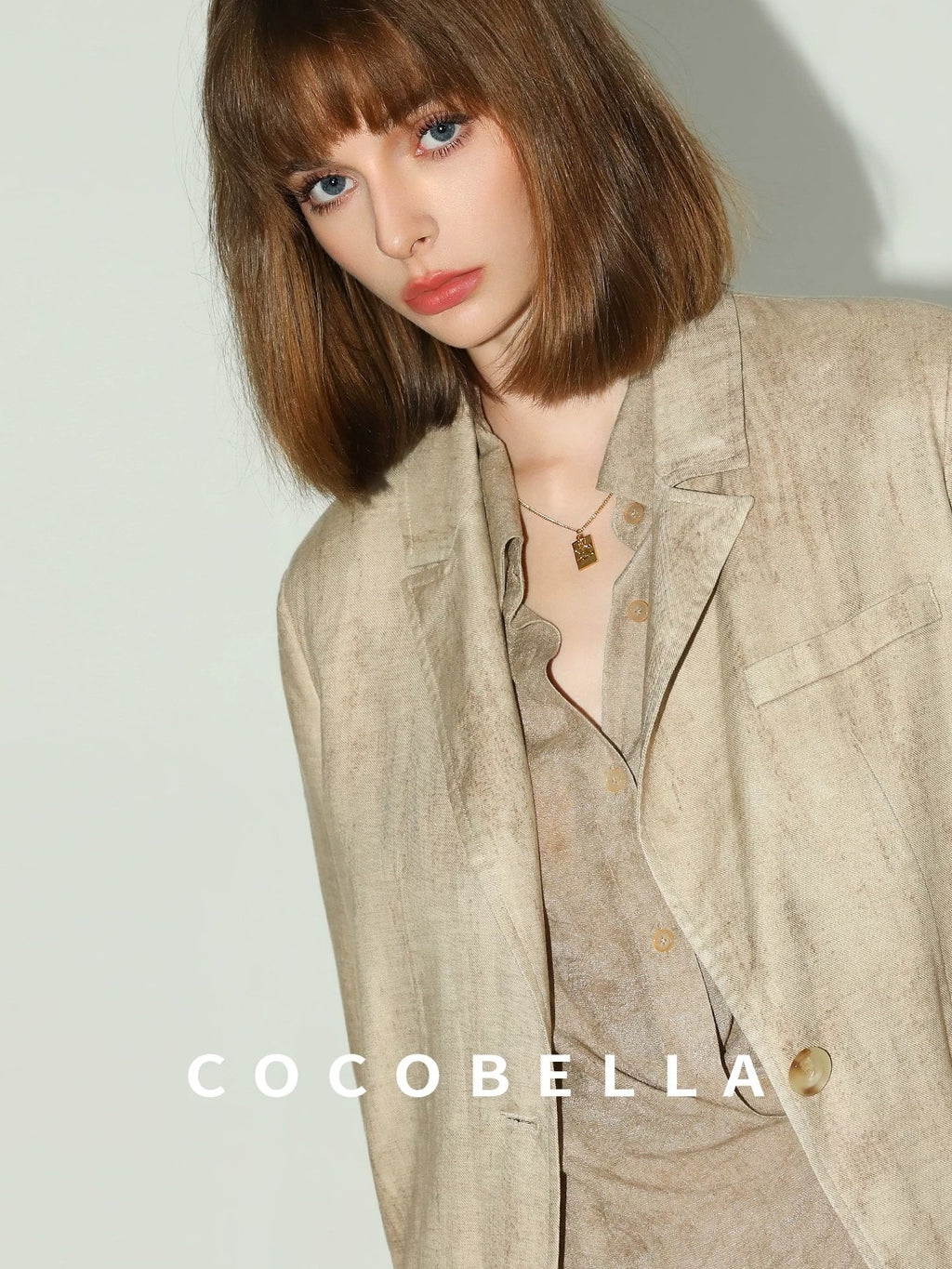 COCOBELLA Lyocell Tailored Straight Button Pocket Notch Lapel Womens Office Blazers