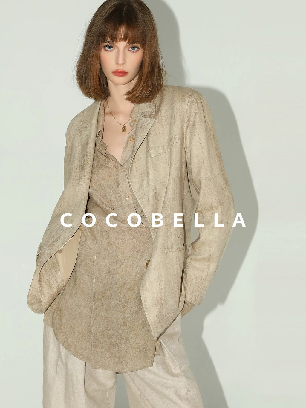 COCOBELLA Lyocell Tailored Straight Button Pocket Notch Lapel Womens Office Blazers