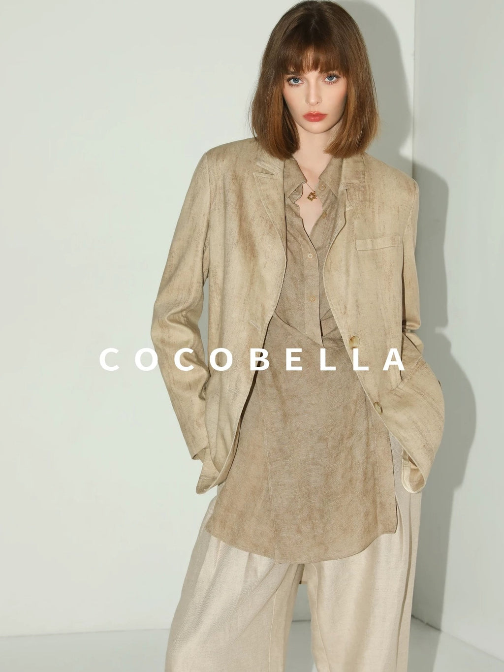 COCOBELLA Lyocell Tailored Straight Button Pocket Notch Lapel Womens Office Blazers