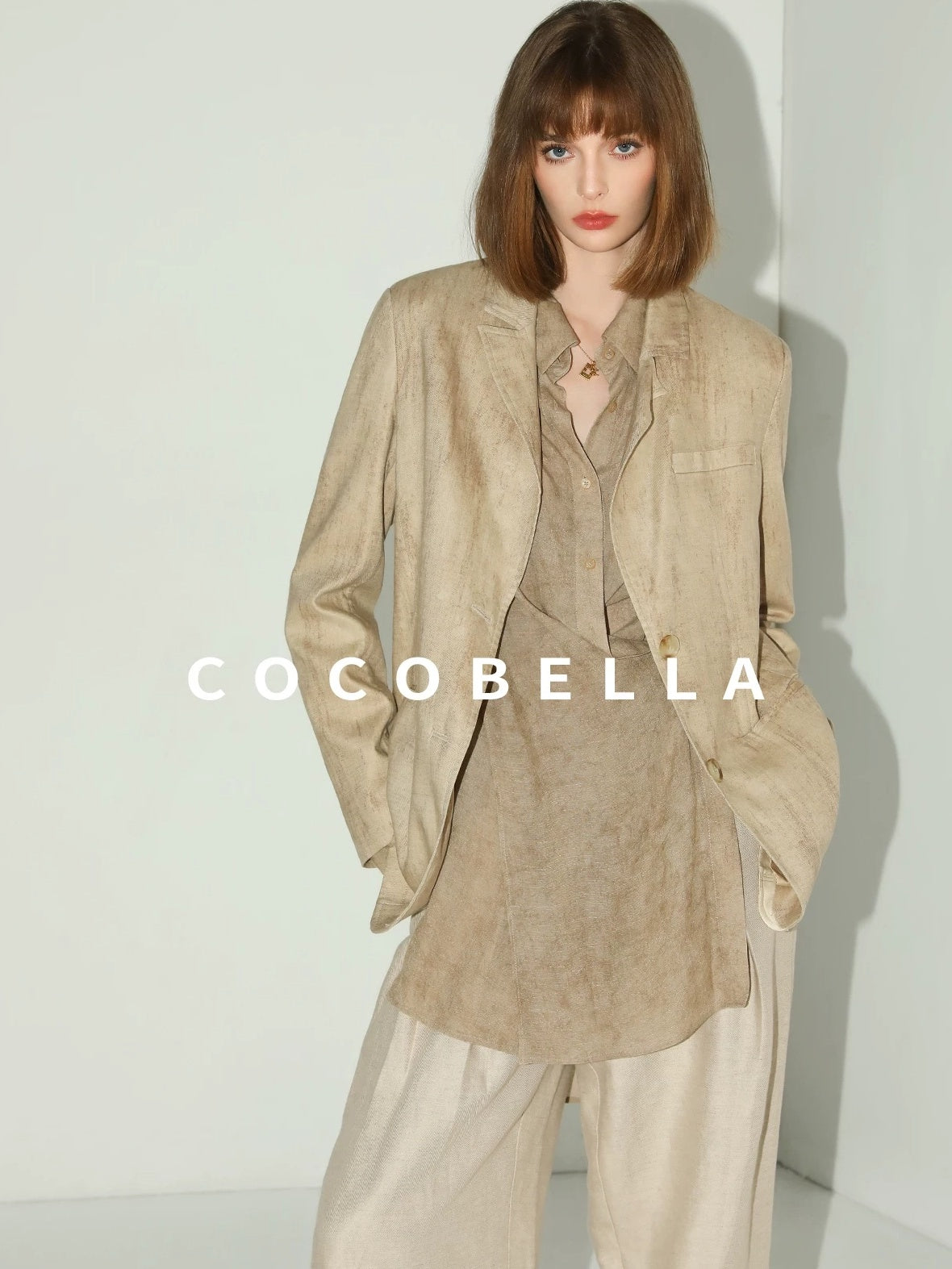 COCOBELLA Lyocell Tailored Straight Button Pocket Notch Lapel Womens Office Blazers