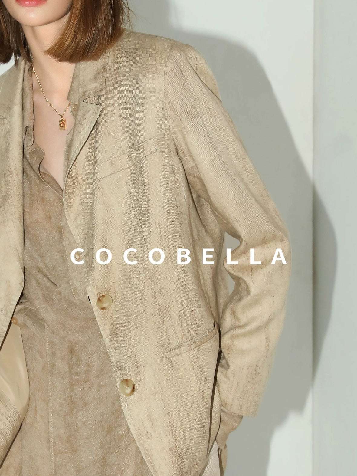 COCOBELLA Lyocell Tailored Straight Button Pocket Notch Lapel Womens Office Blazers