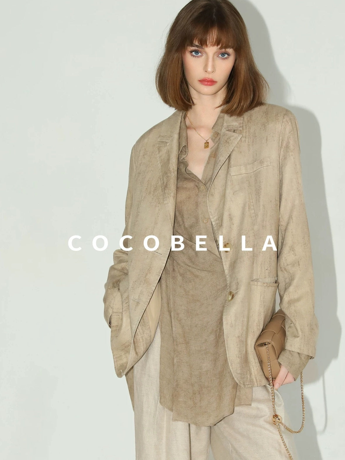 COCOBELLA Lyocell Tailored Straight Button Pocket Notch Lapel Womens Office Blazers