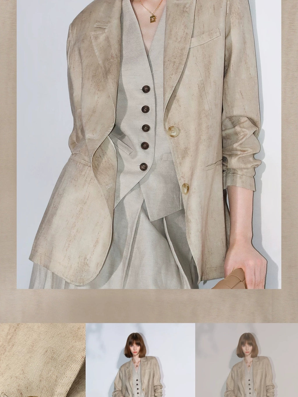 COCOBELLA Lyocell Tailored Straight Button Pocket Notch Lapel Womens Office Blazers