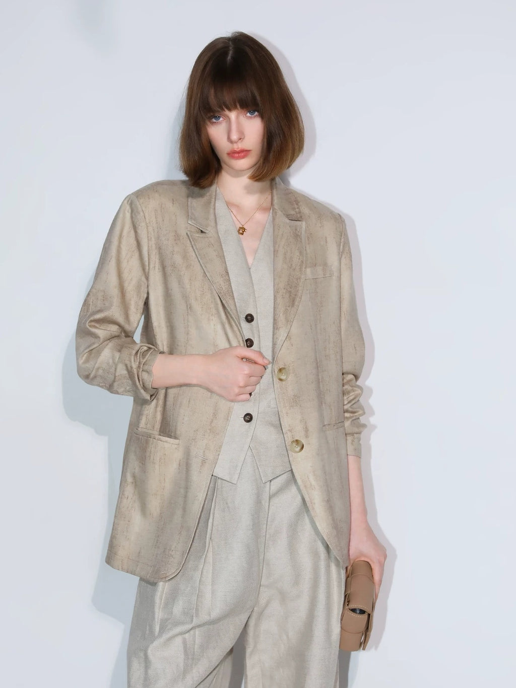 COCOBELLA Lyocell Tailored Straight Button Pocket Notch Lapel Womens Office Blazers