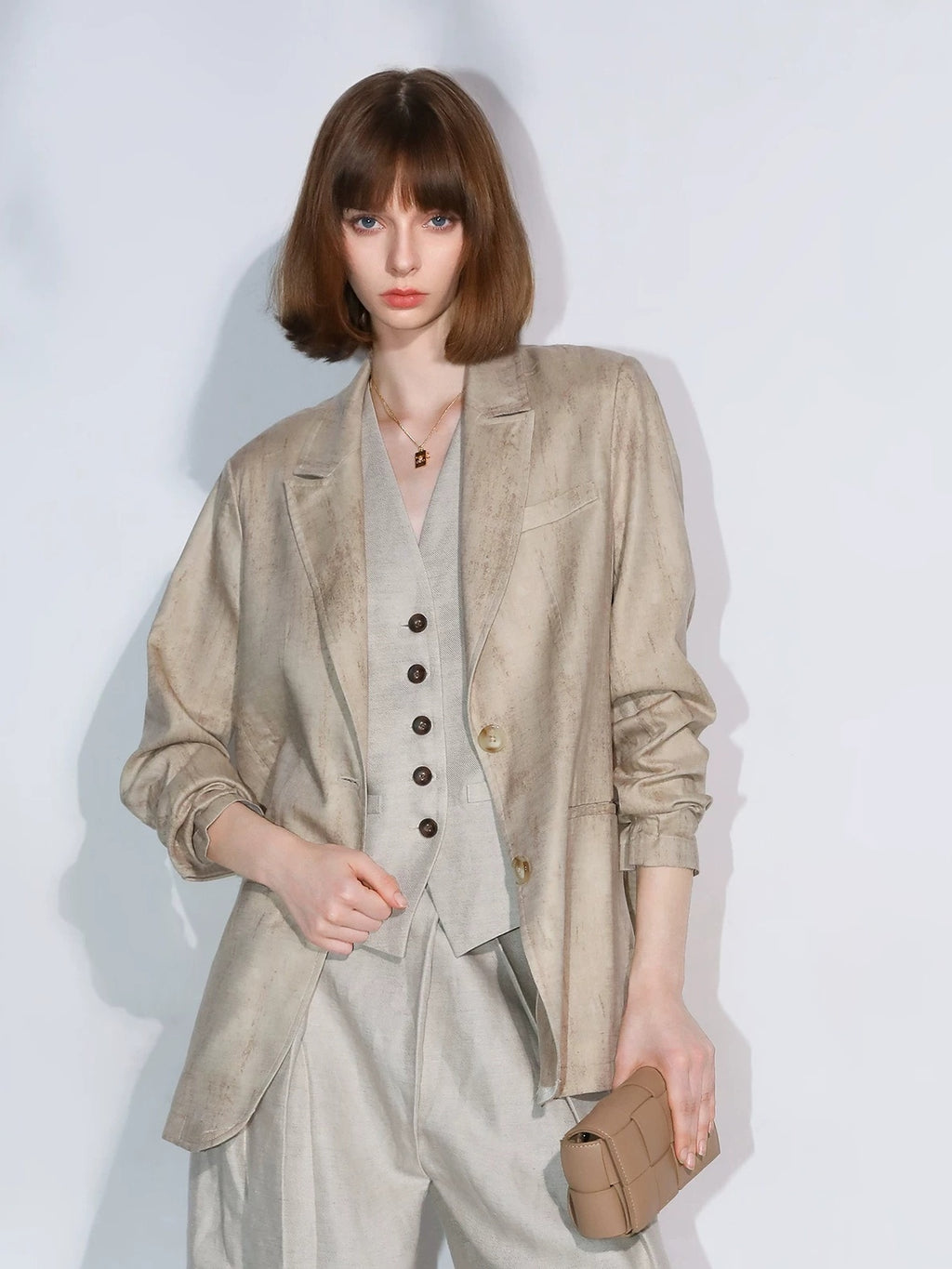 COCOBELLA Lyocell Tailored Straight Button Pocket Notch Lapel Womens Office Blazers