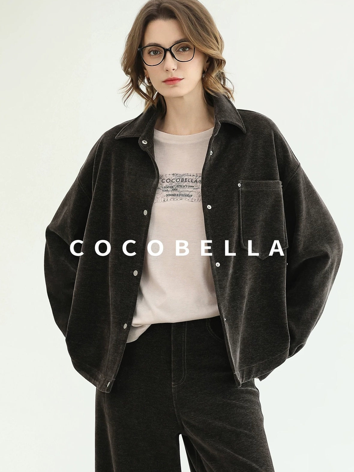 COCOBELLA Mall Inspired Relaxed Casual Collared Long Sleeve Women Shirt And Pants Set