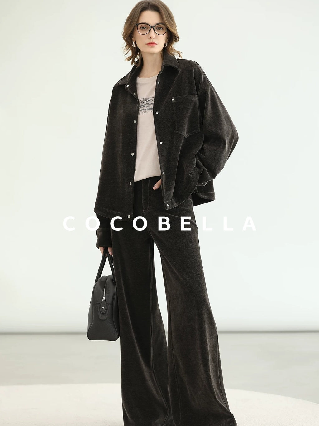 COCOBELLA Mall Inspired Relaxed Casual Collared Long Sleeve Women Shirt And Pants Set