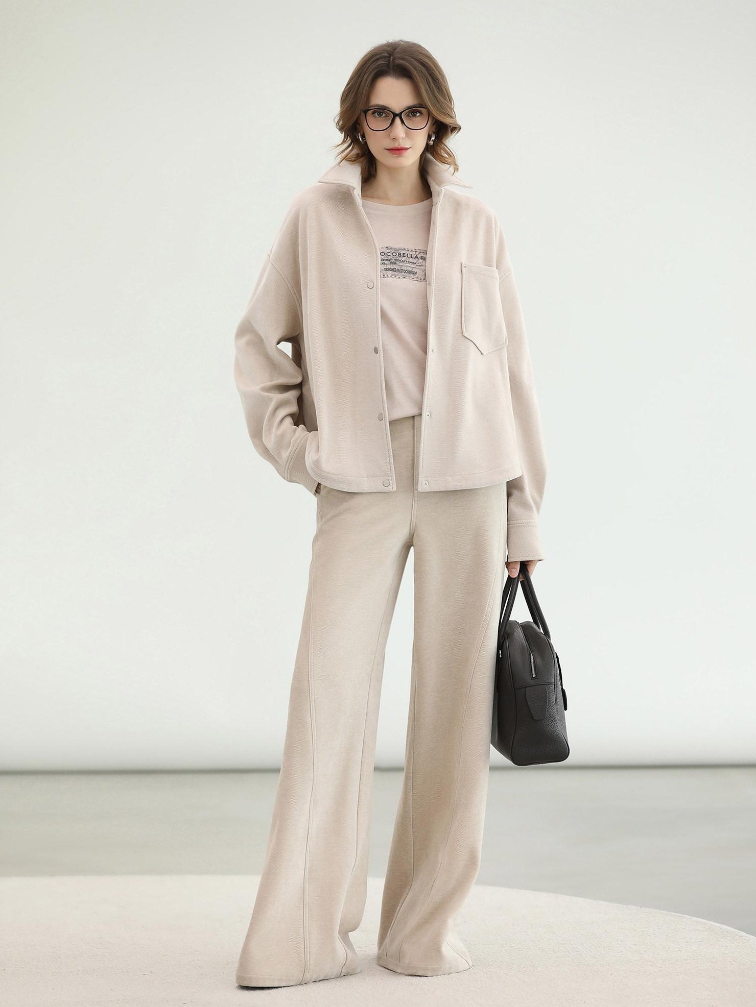 COCOBELLA Mall Inspired Relaxed Casual Collared Long Sleeve Women Shirt And Pants Set