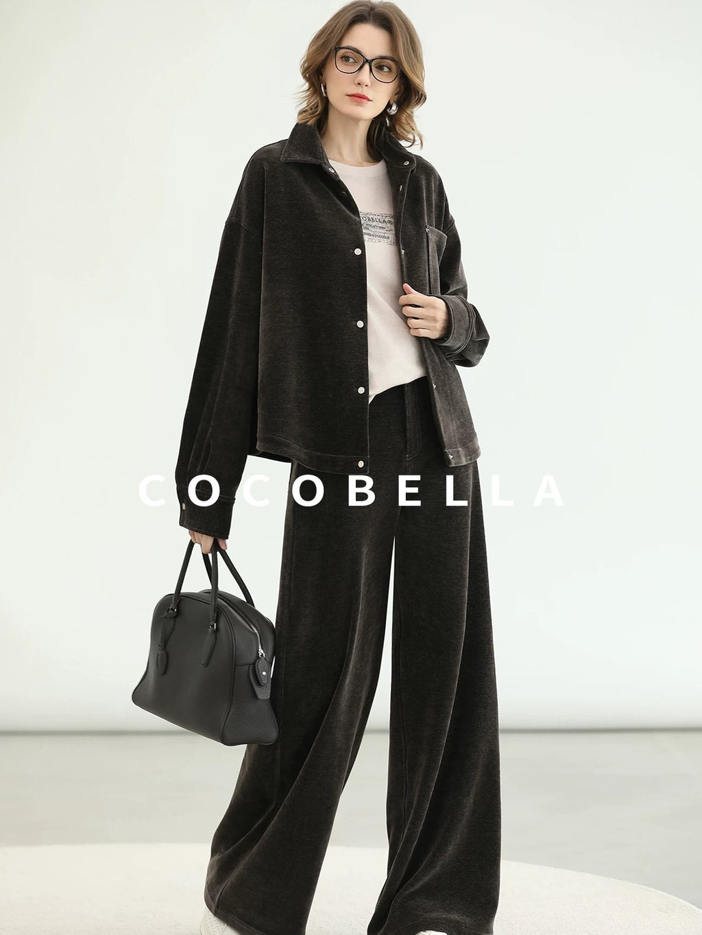 COCOBELLA Mall Inspired Relaxed Casual Collared Long Sleeve Women Shirt And Pants Set
