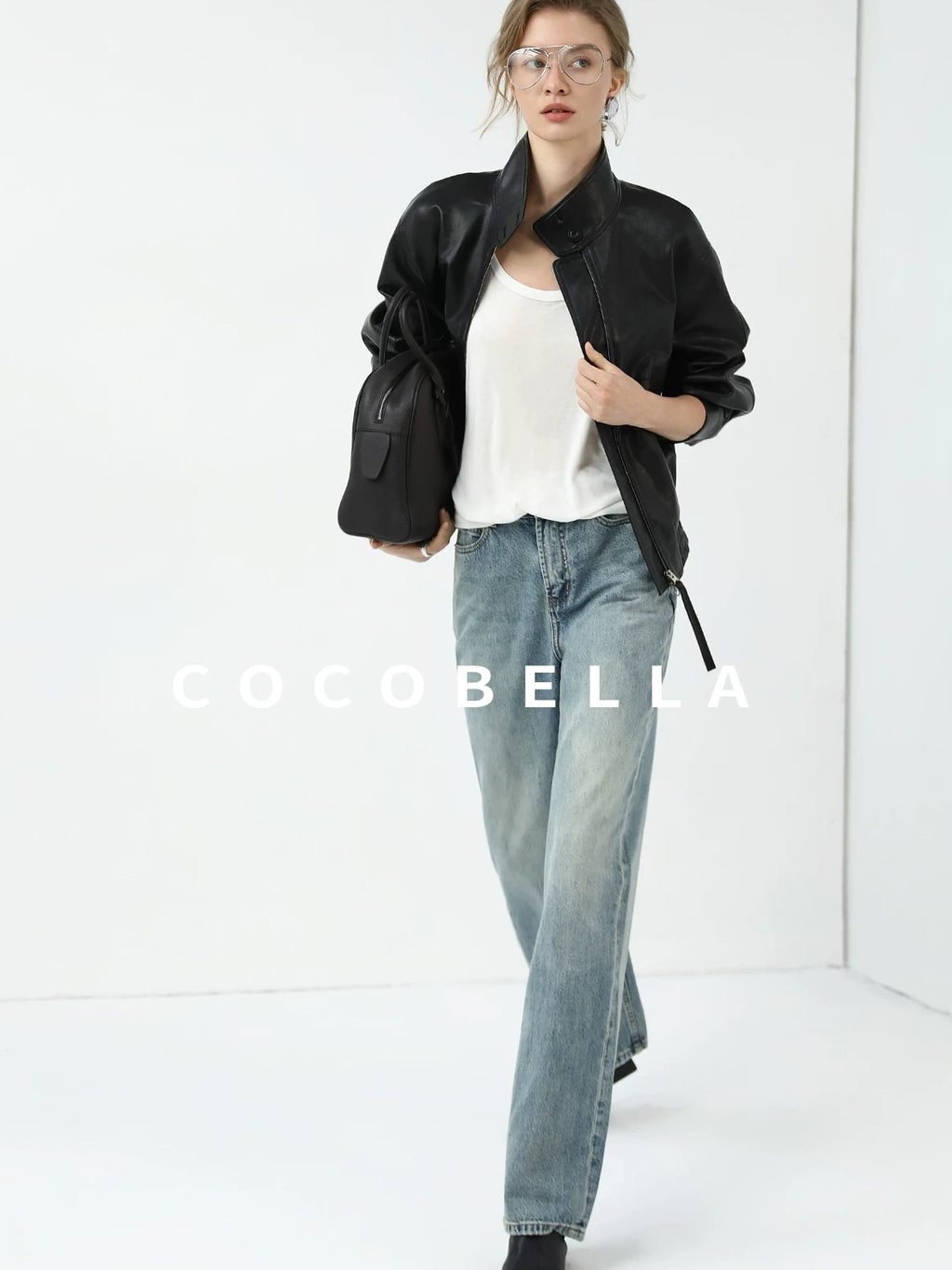 COCOBELLA Mall Popular Pu Leather Loose Fit Street Zipper Stand Collar Jackets