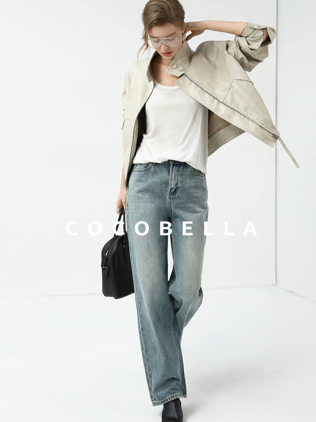 COCOBELLA Mall Popular Pu Leather Loose Fit Street Zipper Stand Collar Jackets