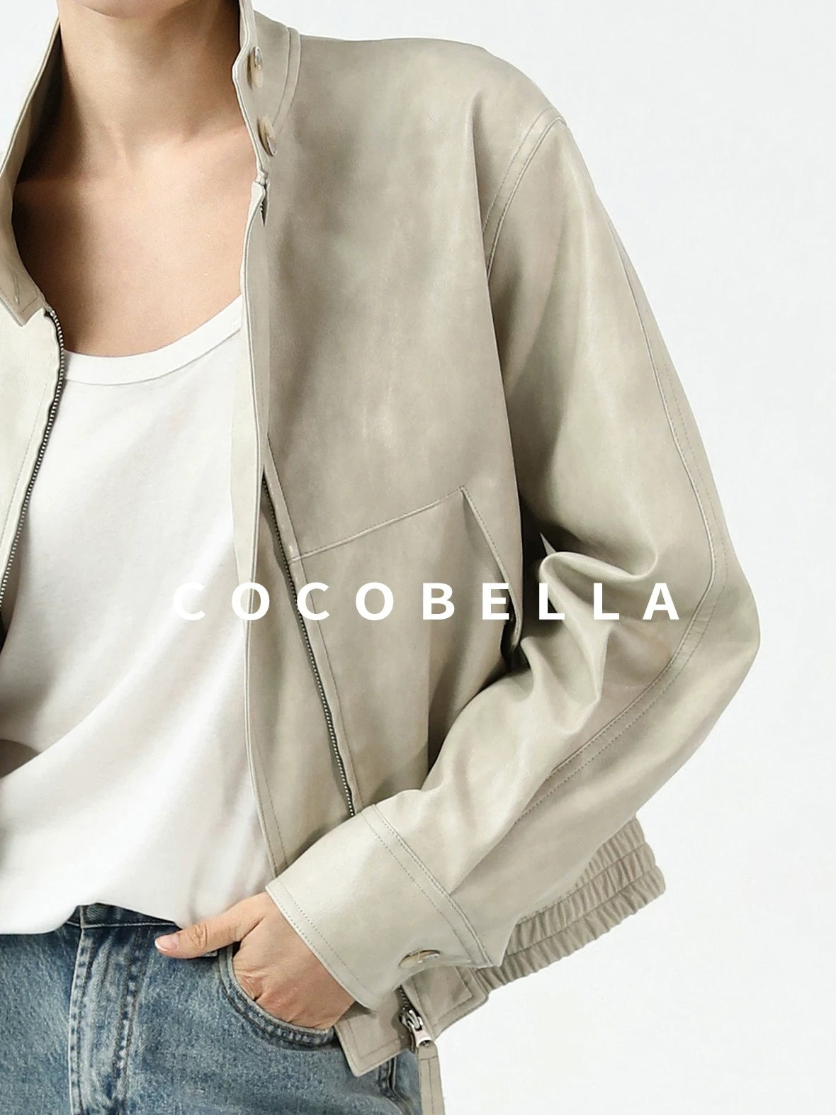 COCOBELLA Mall Popular Pu Leather Loose Fit Street Zipper Stand Collar Jackets