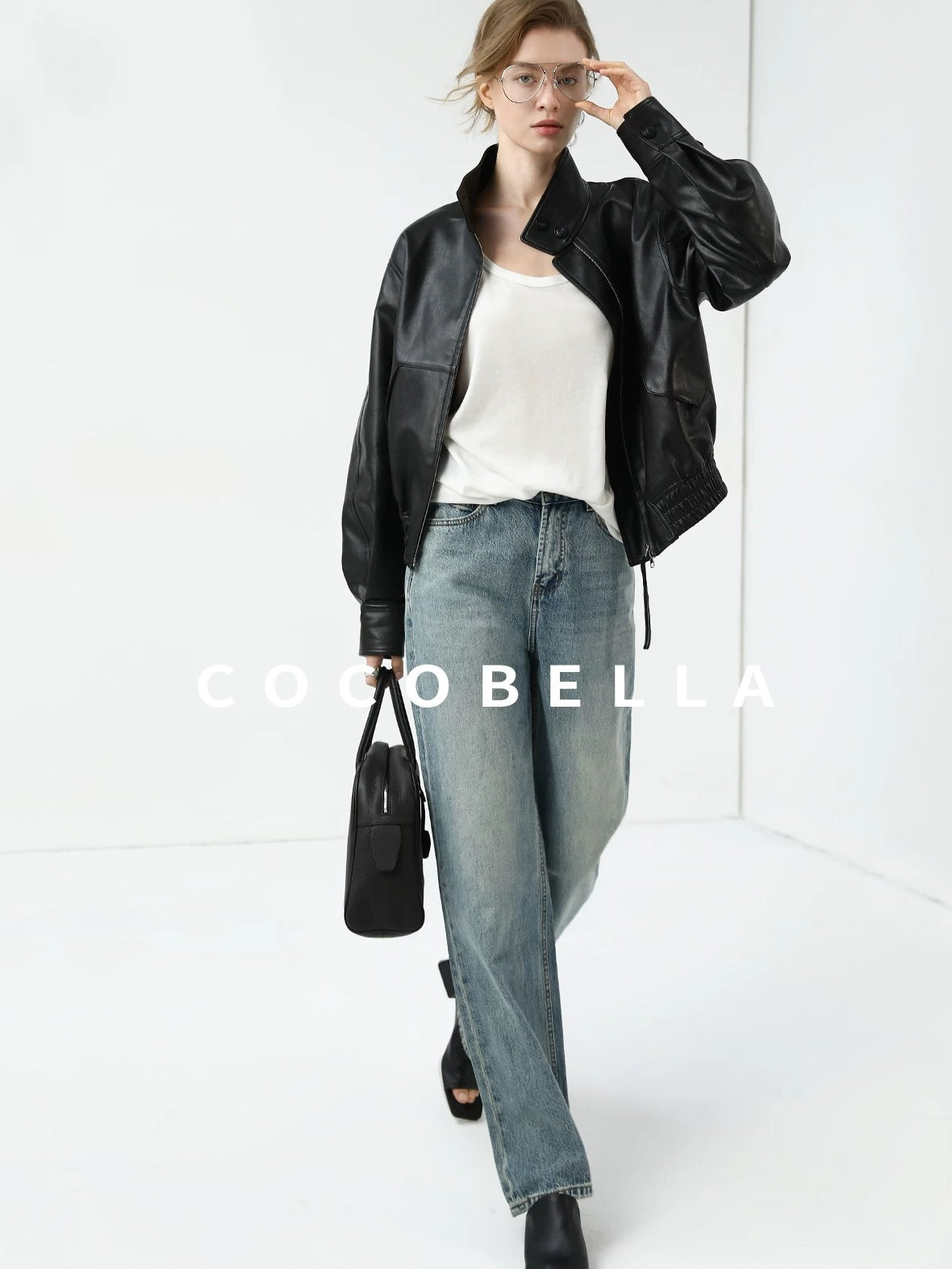 COCOBELLA Mall Popular Pu Leather Loose Fit Street Zipper Stand Collar Jackets