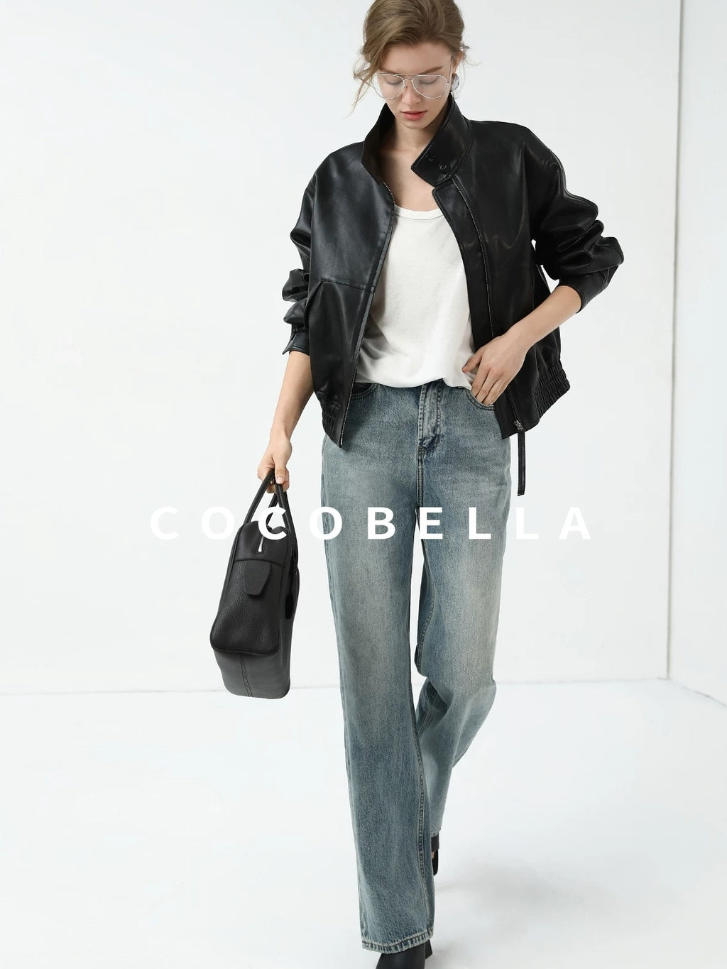 COCOBELLA Mall Popular Pu Leather Loose Fit Street Zipper Stand Collar Jackets